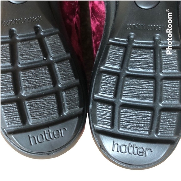 Hotter THYME Ruby Pink Crushed Velvet Wrapped Slipper Sz. 6 NWOT Lounge Luxury - Picture 6 of 6